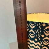 Lamp shade 20 x 22 cm made of ikat fabric in petrol/beige.