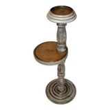 Wooden side table plant holder ivory patina ashtray rotating tray