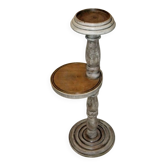 Wooden side table plant holder ivory patina ashtray rotating tray