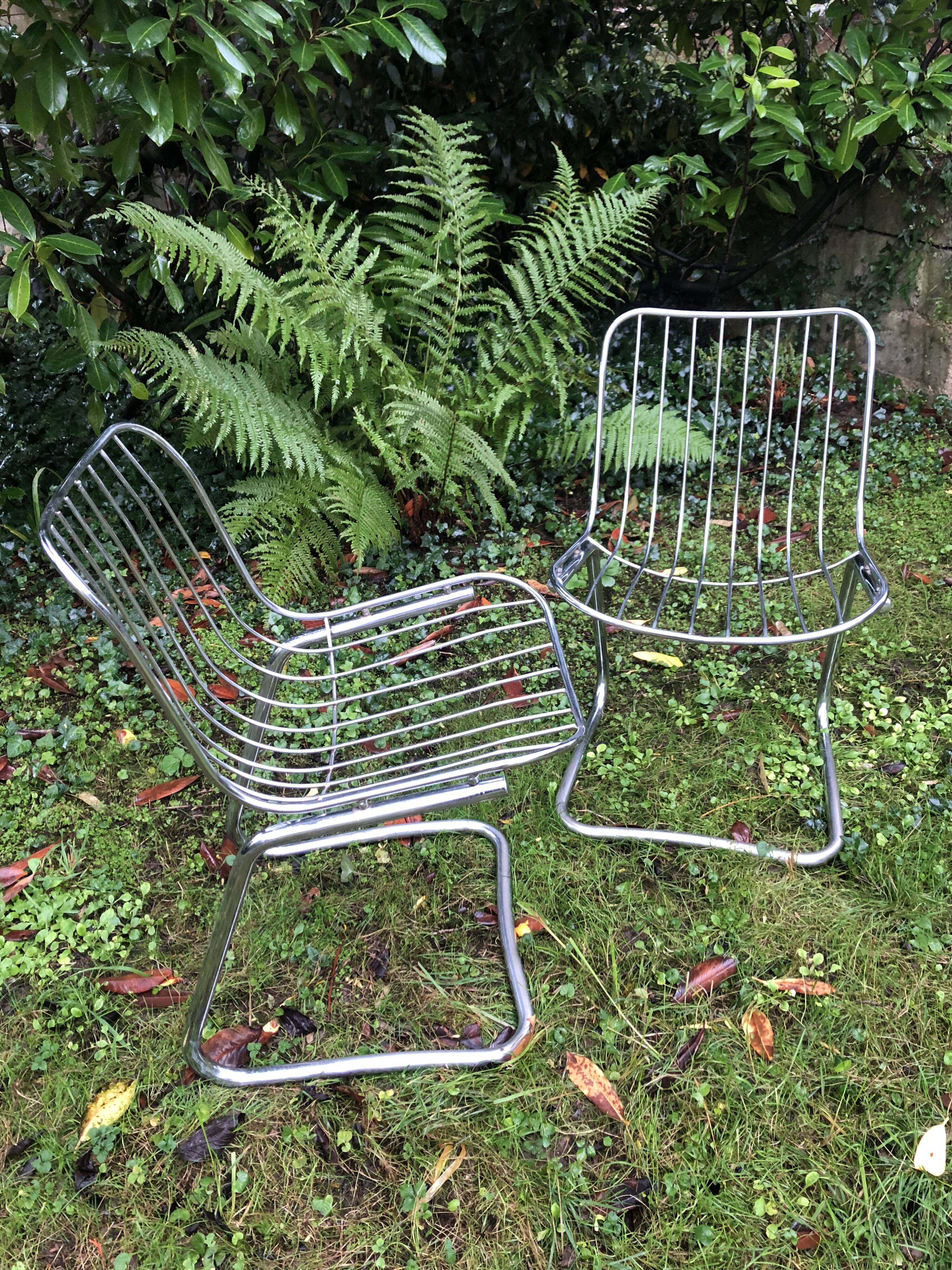 Chrome chairs style Rinaldi 70s