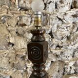 Side table floor lamp in Basque turned wood 50