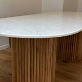 Marble and wood dining table