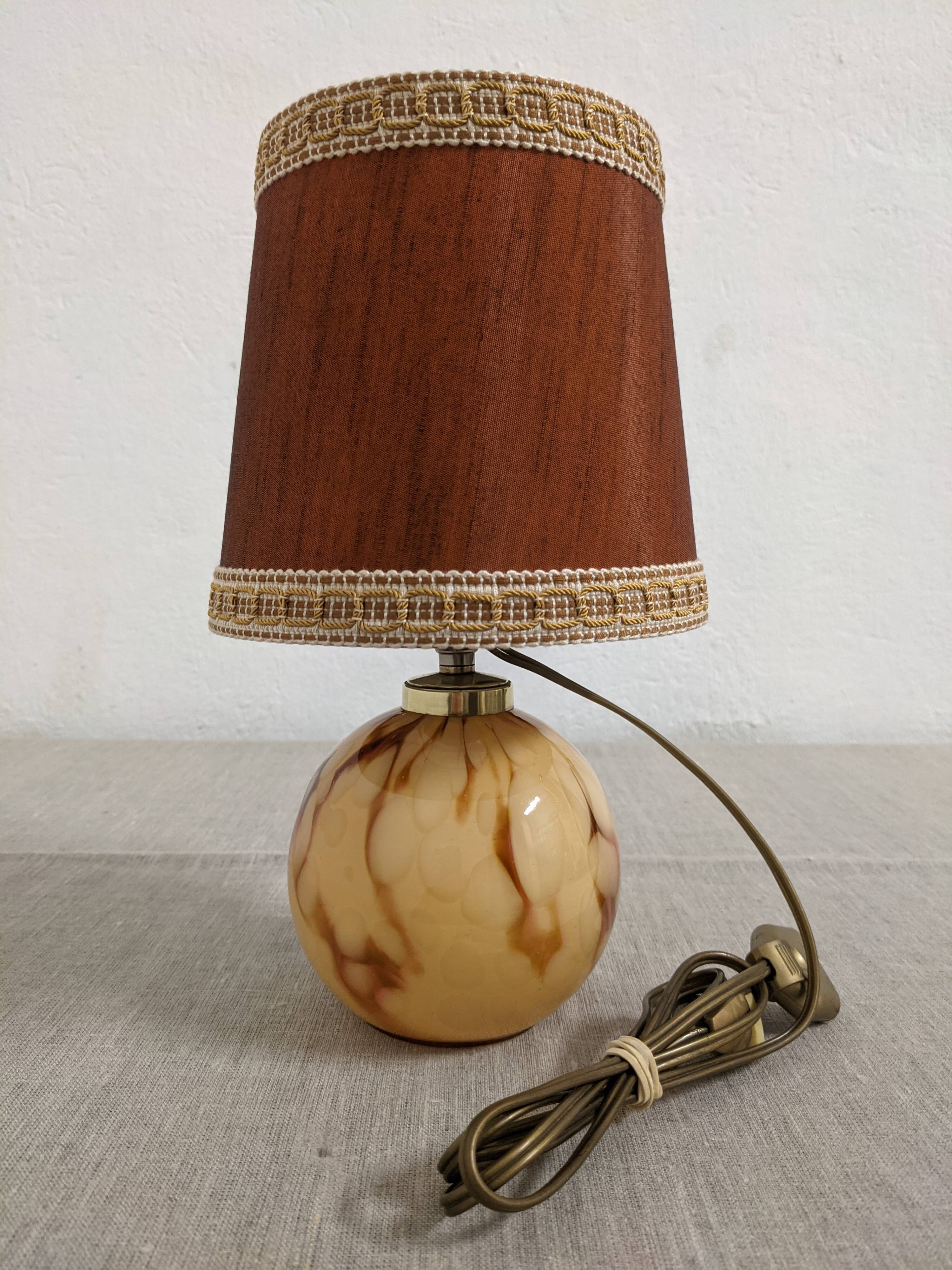 Glass ball bedside lamp from the 50s/60s