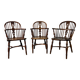 Ensemble de 3 chaises, fauteuils Windsor Low Back en orme, Angleterre, XIXe