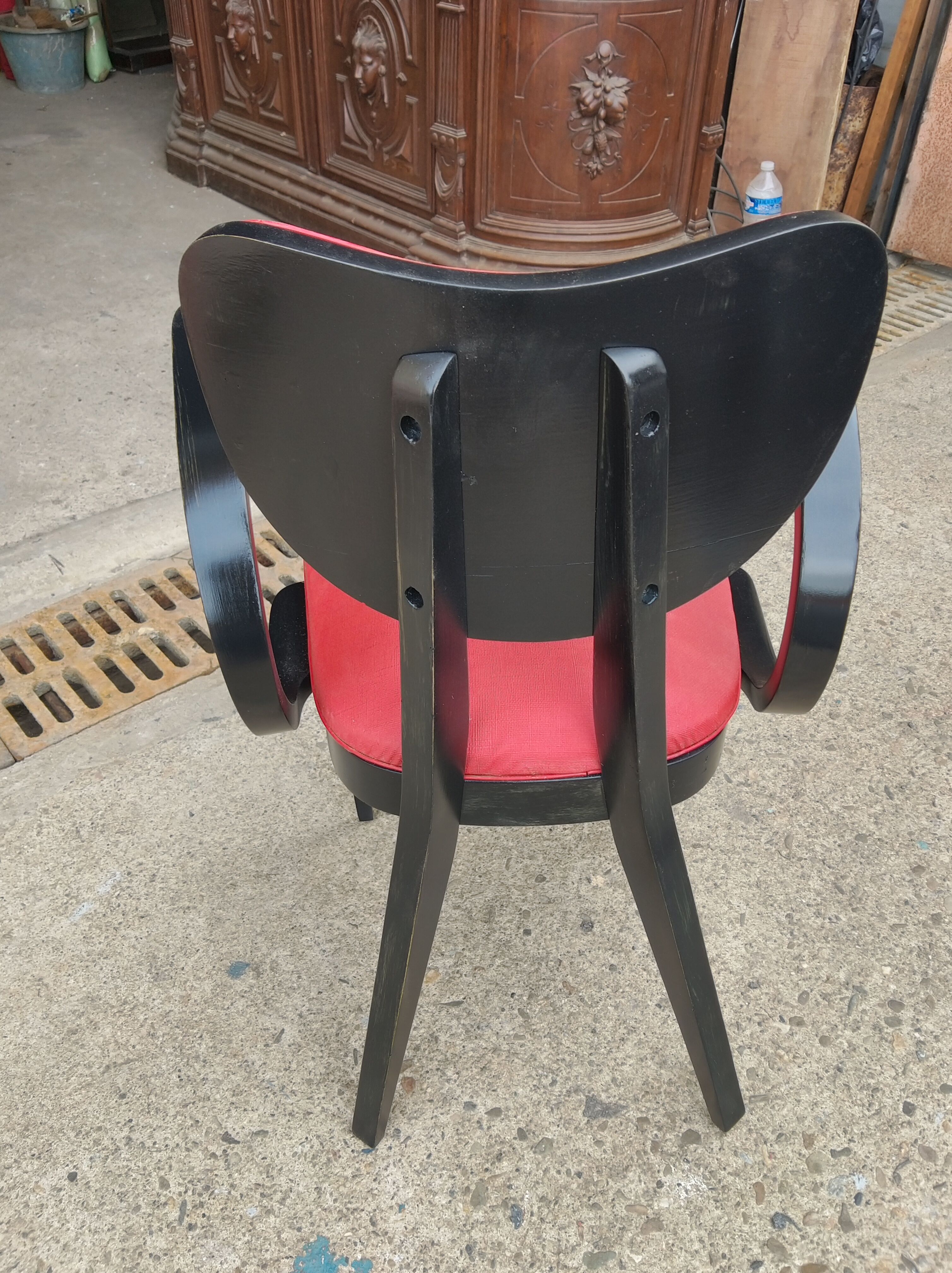 Fauteuil de bureau vers 1950 rouge et noir