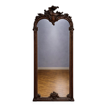 Grand miroir ancien en bois sculpté – Style Louis XV - fin XIXeme