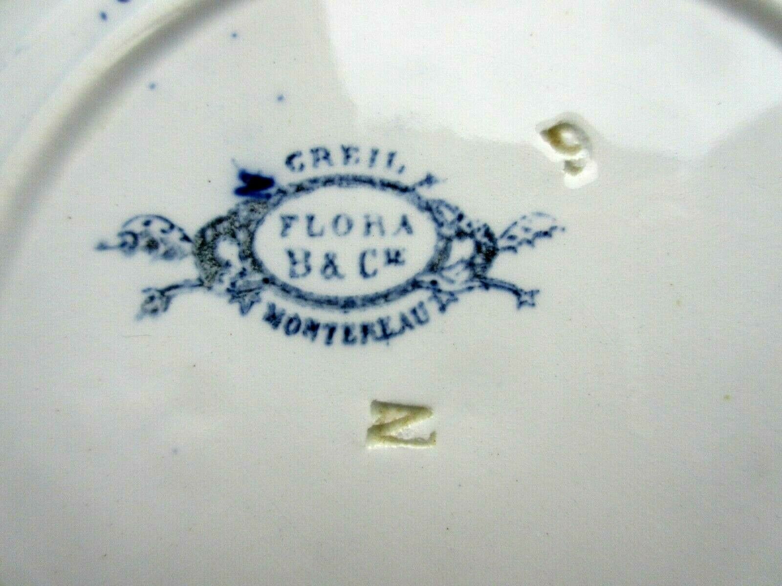 batch of 6 dessert plates Creil Montereau model Flora: Liseron