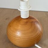 vintage wooden ball lamp small model with fabric shade 80's design