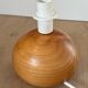 Lampe boule vintage en bois, abat-jour en tissu, années 80