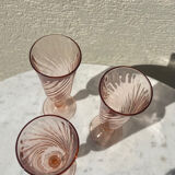 Set of 3 pink Champagne flutes Rosaline 1970