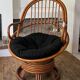 Pair of rotating rattan armchairs