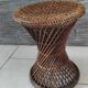 Tabouret en osier et rotin vintage