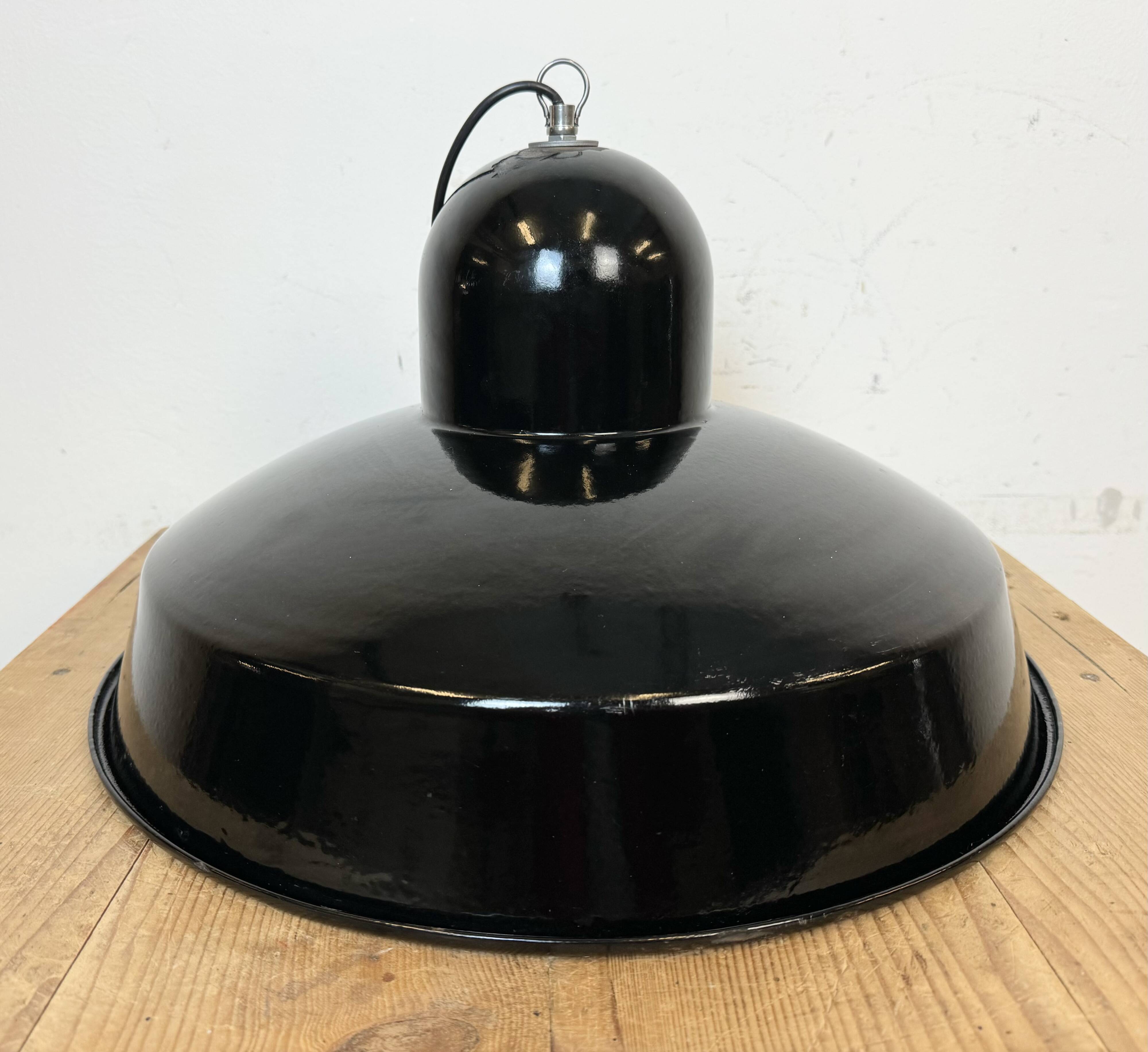Industrial Black Enamel Factory Pendant Lamp, 1960s