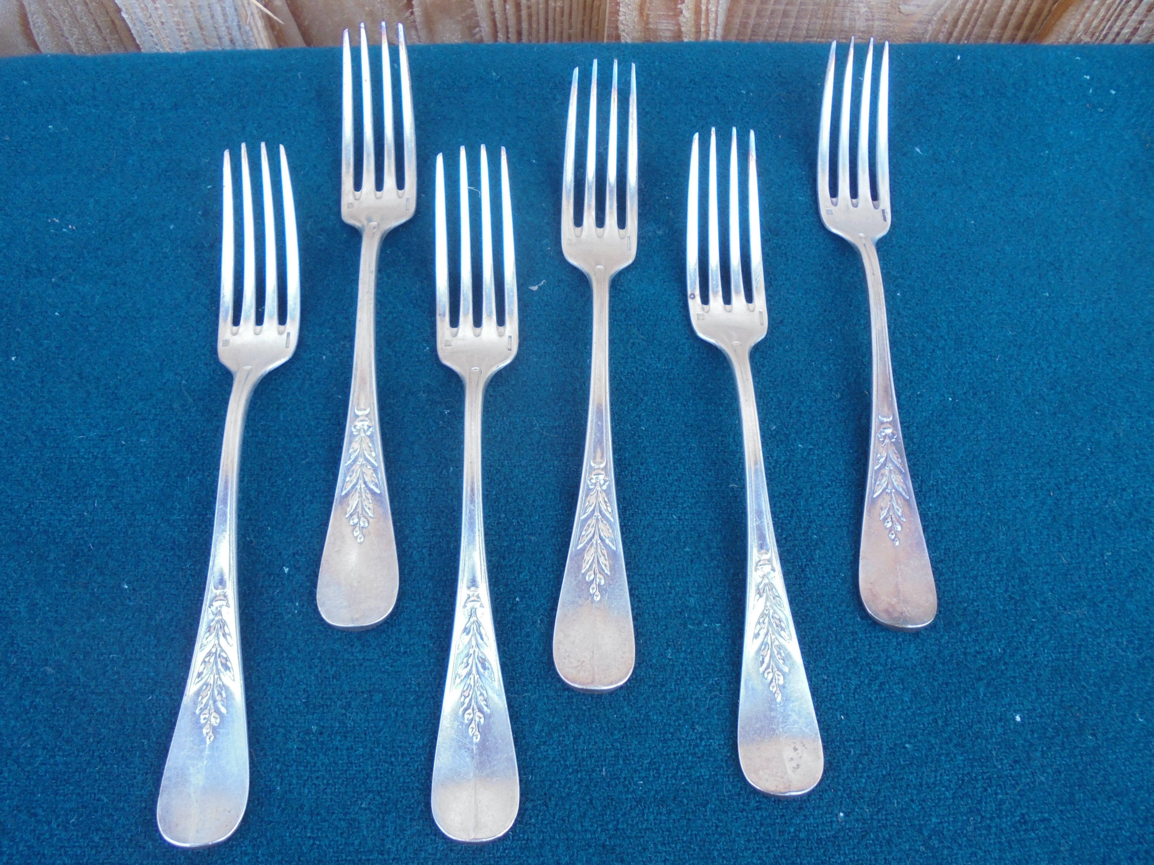 6 forks silver metal christofle mle laurel canals