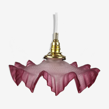 Pink frosted glass pendant lamp