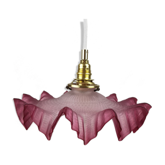 Pink frosted glass pendant lamp