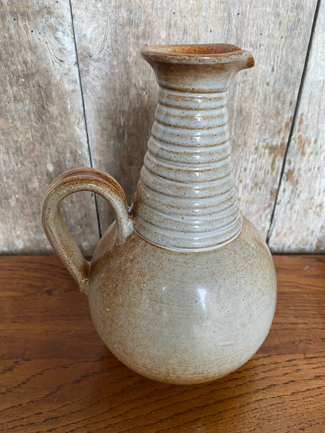 Old marais saint amand beige vintage stoneware pitcher