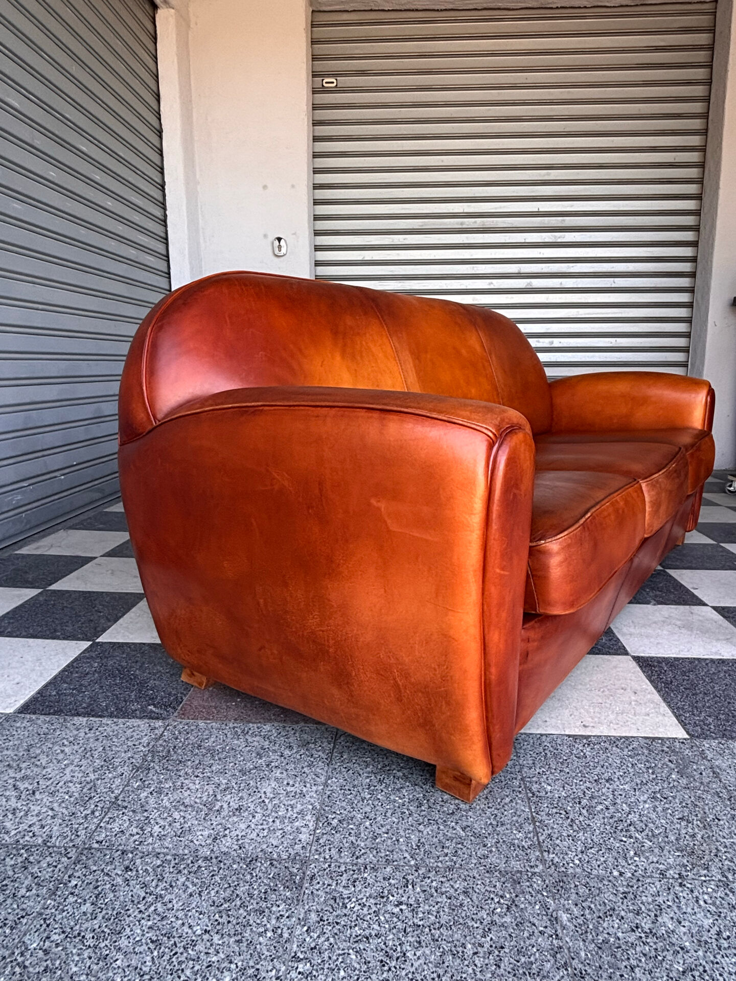 Canapé club vintage en cuir