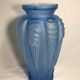 Ancien vase art deco verre moulé bleu années 30 france signé vintage