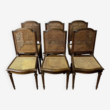 Série de 6 chaises style Louis XVI en noyer vers 1880