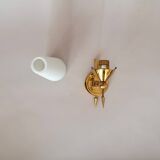Wall lamp in gilded brass and white opaline, 1960.