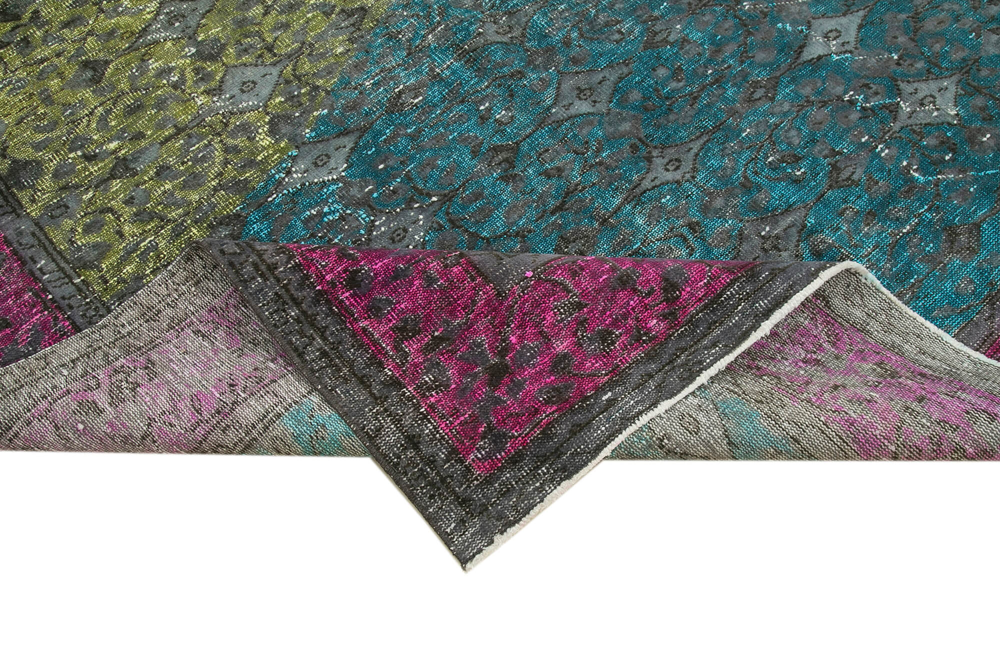 Hand-knotted carved anatolian 1970s 205 cm x 303 cm fuchsia carpet