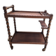 Dessert, table with wheels, side table in solid wood stained brown color France 1960