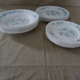 18 Blue Flower Plates VERONICA Arcopal Vintage Lot EB