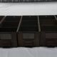 Set of 5 metallic gray industrial drawer lockers from the 60s