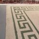 White and green rectangular rug