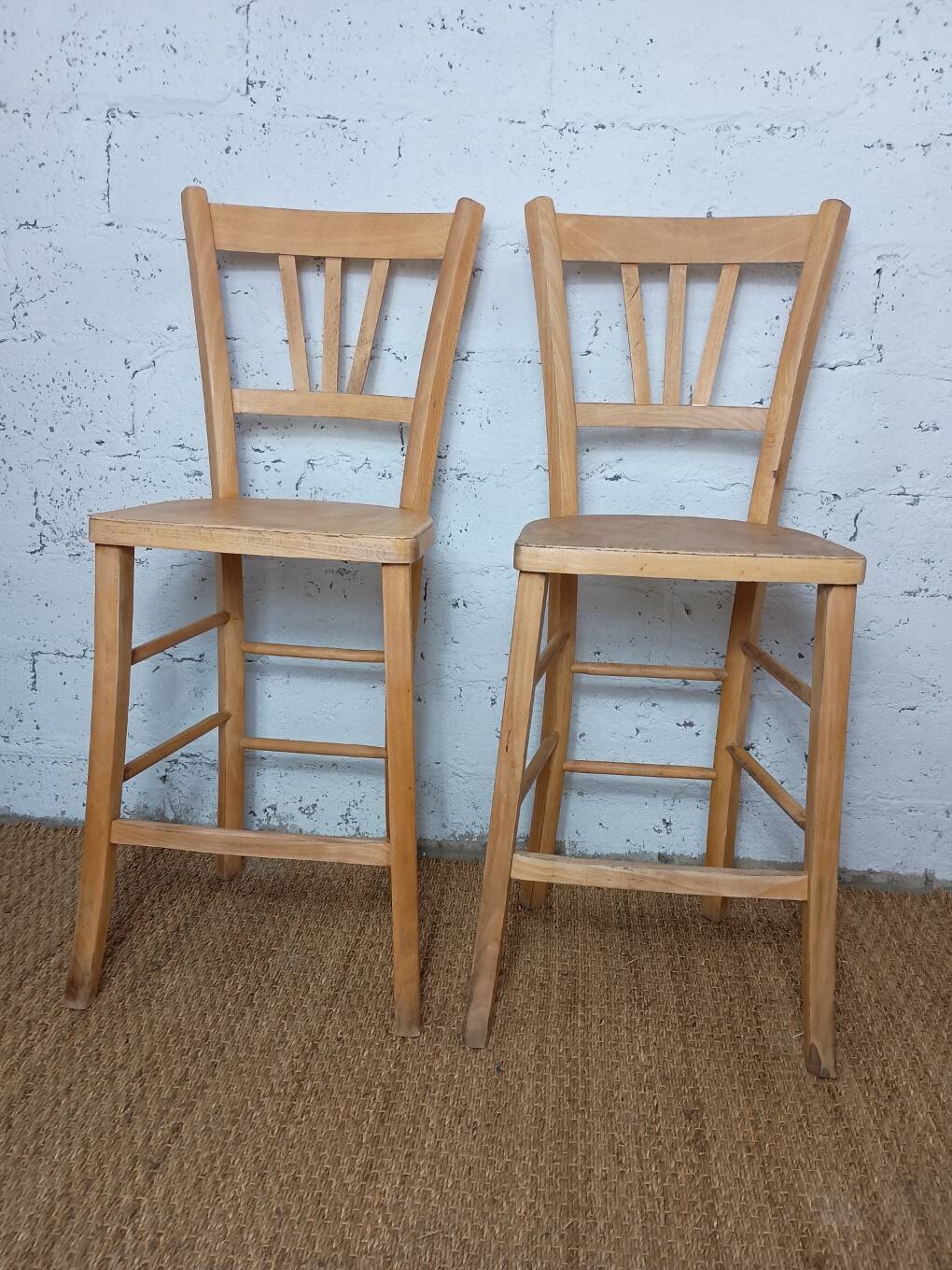 Paire de chaises bistrot hautes années 50