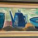 Large Original Swedish Oil on Panel – “Kettle Bowl and Glass” by Louis Zelig – Signed – Vintage & Framed – 40 × 80 cm (15.7" × 31.5")