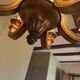 Golden wood chandelier with 6 lights