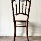 Bistro chair in turned wood and cane