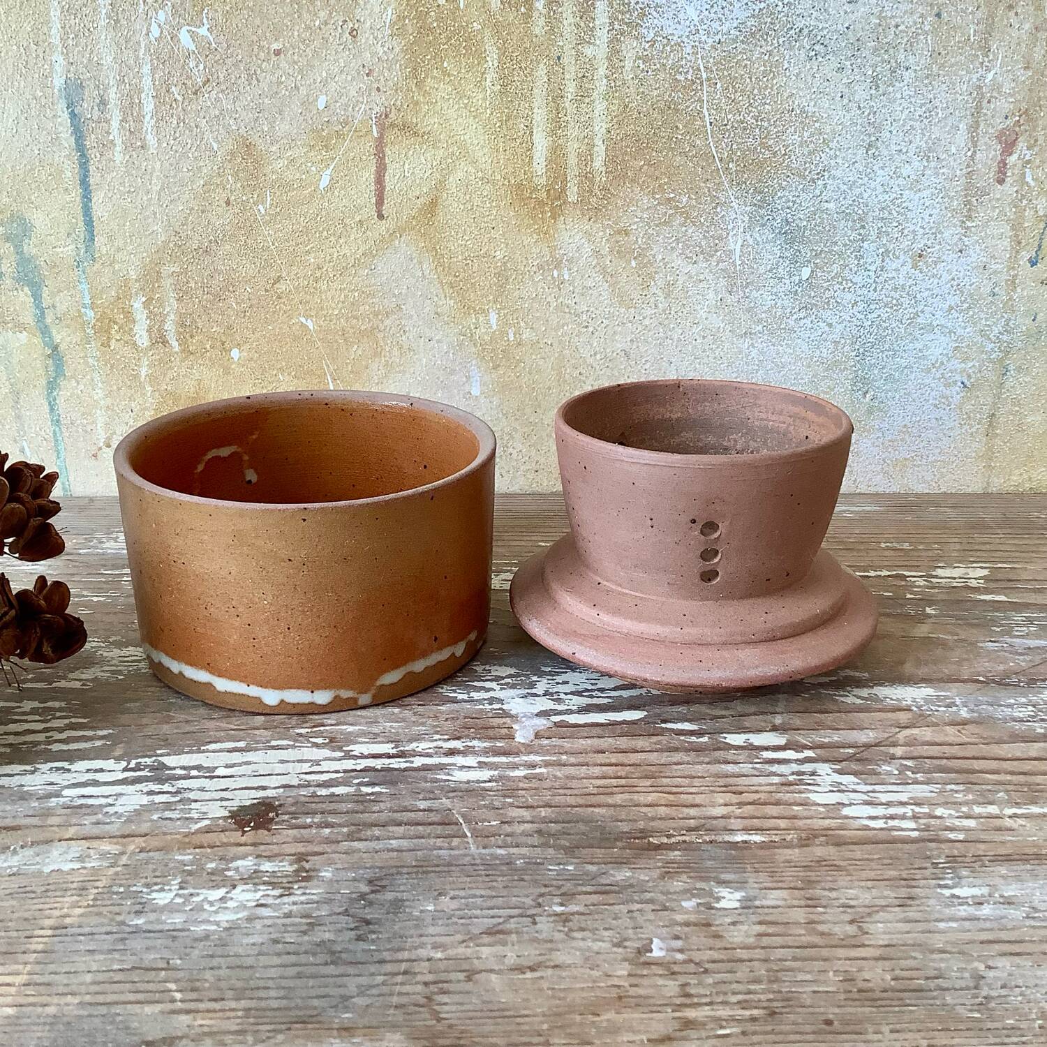Stoneware water butter dish