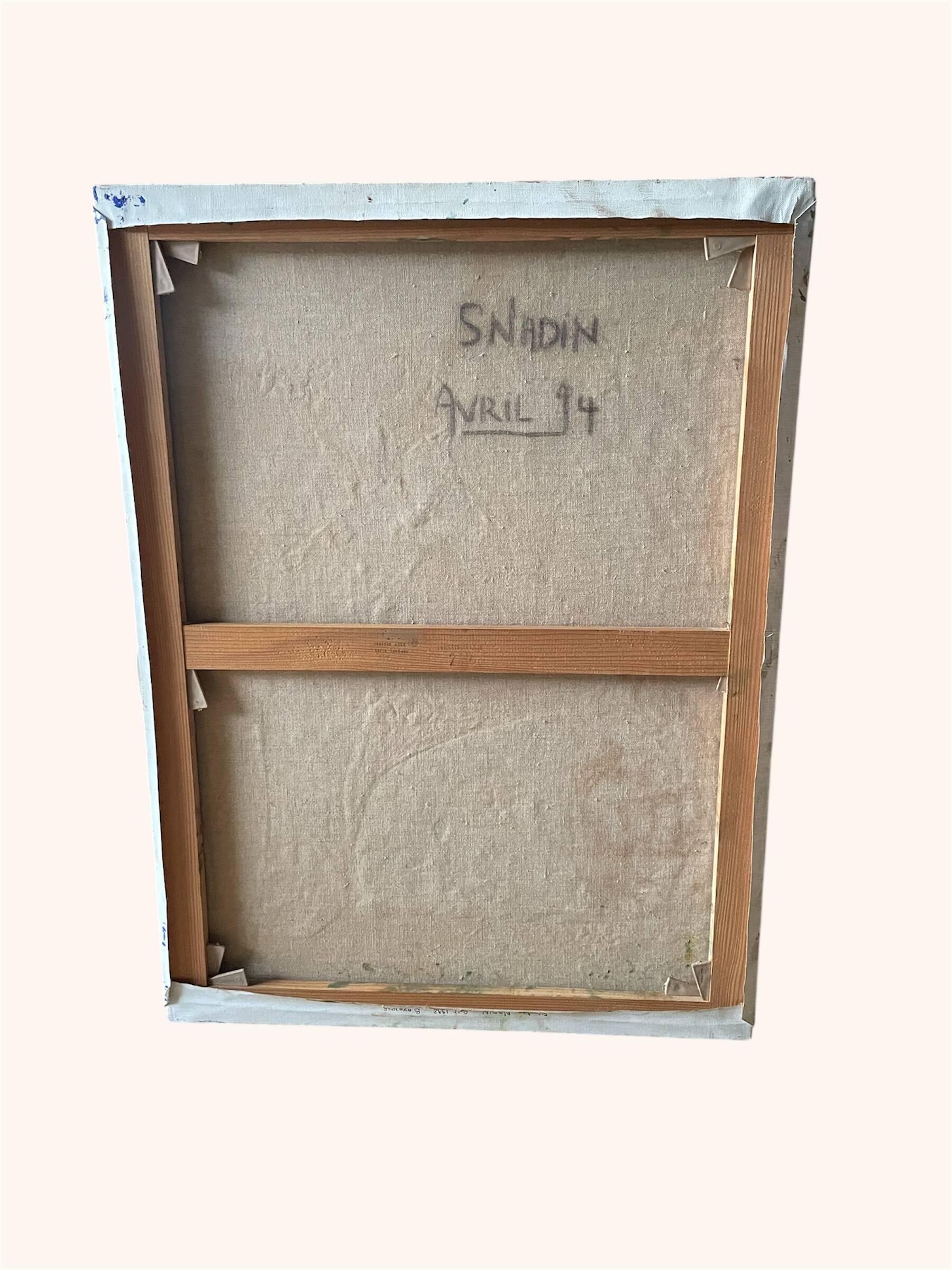 Large figurative oil painting from the 90s – Post-Cubist composition – French artist