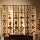 19th Century Italian Six-Panel Painted Wood Folding Screen in Gilt Bronze Frame