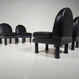 Black leather loungers , 1980.
