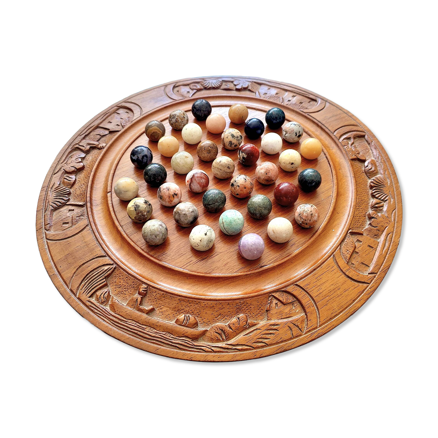 MALAGASY SOLITAIRE GAME with SEMI-PRECIOUS STONES