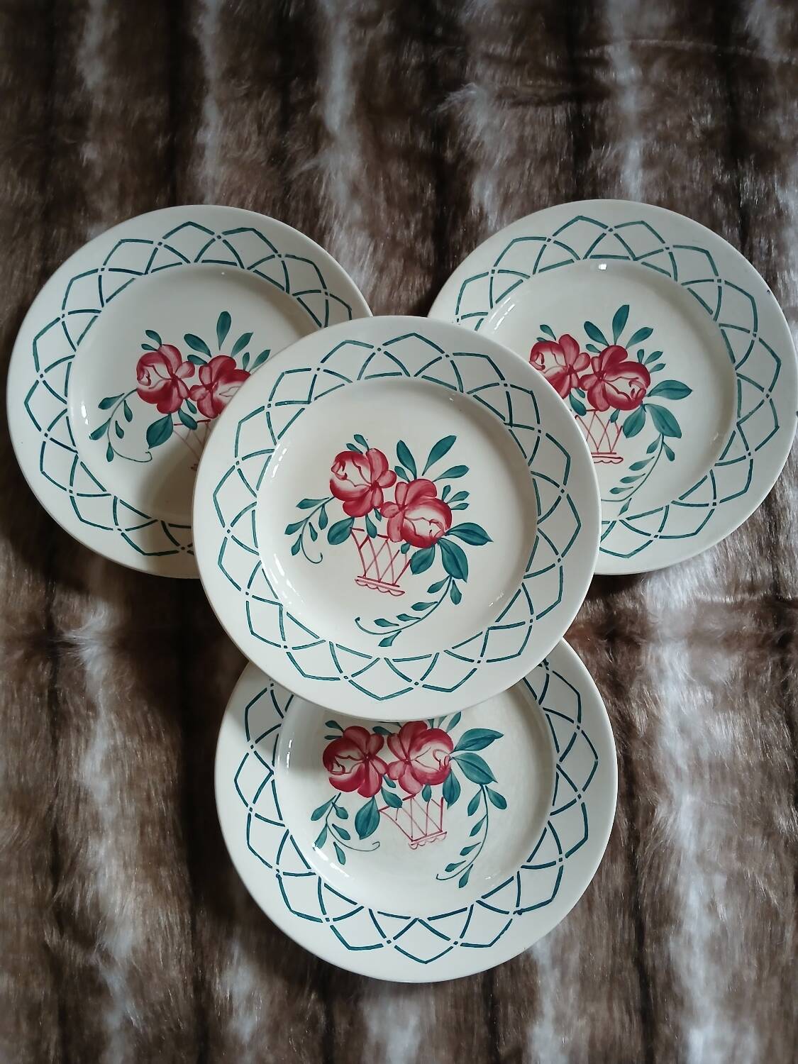 4 antique flat plates from Sarreguemines
