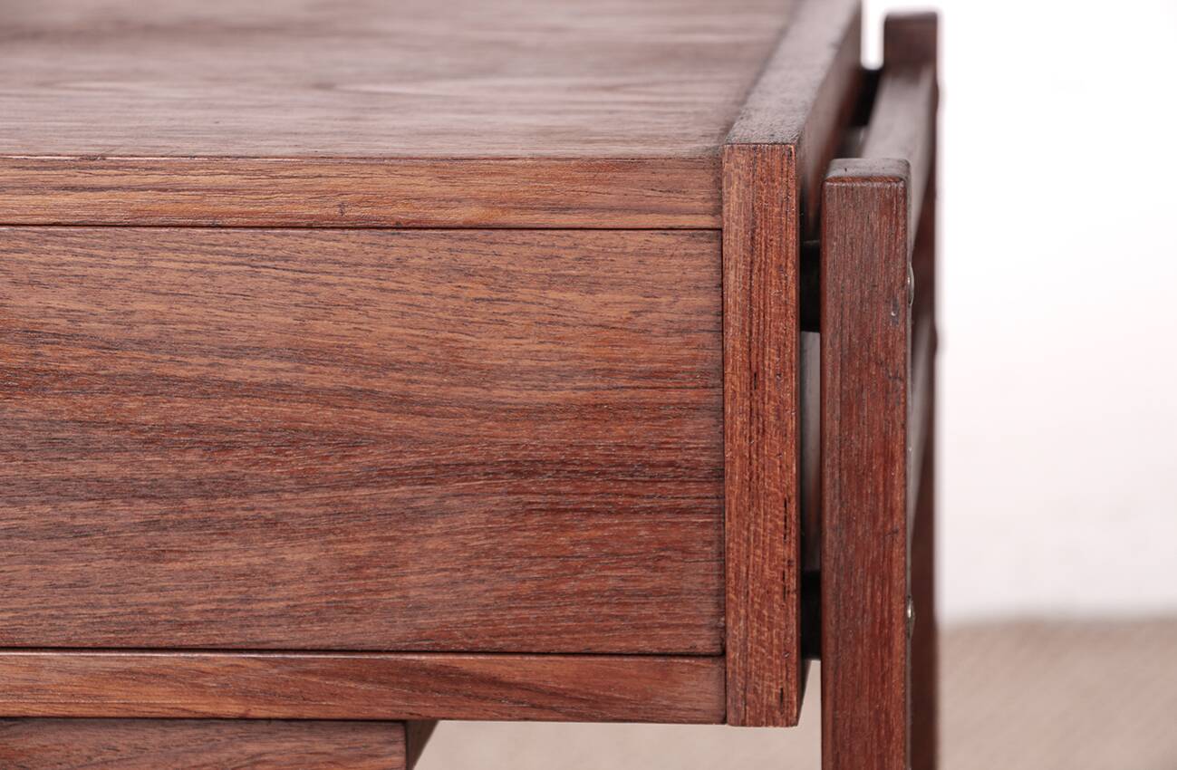 Vintage Danish sewing cabinet, known as "Travailleuse", teak and rattan from the 1960s.