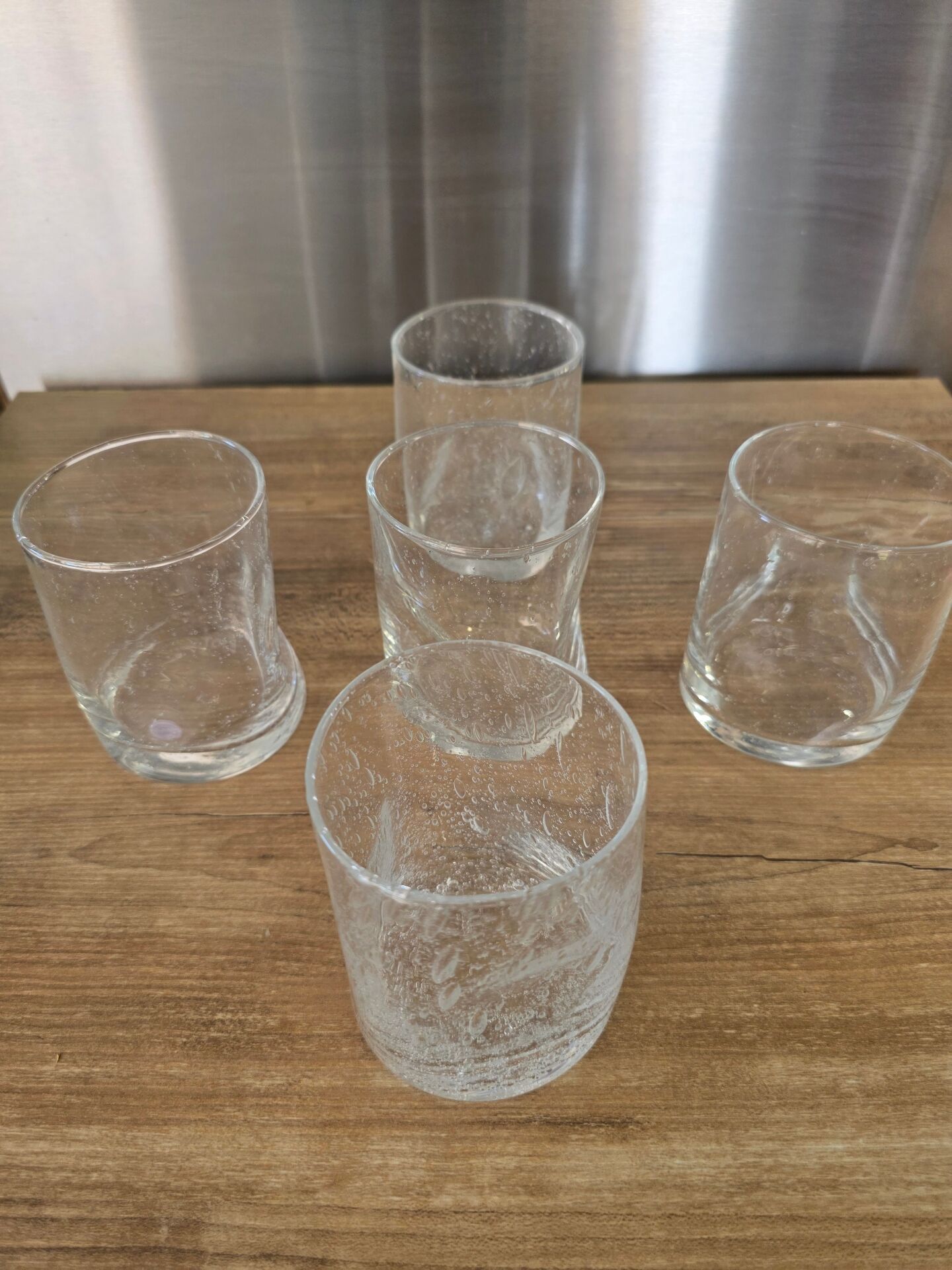 5 engraved bubble glass cups BIOT Free-form pinched (H 10 cm)