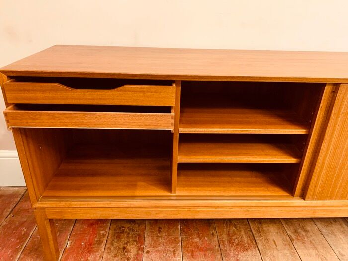 1960s Danish Teak Sliding Door Sideboard