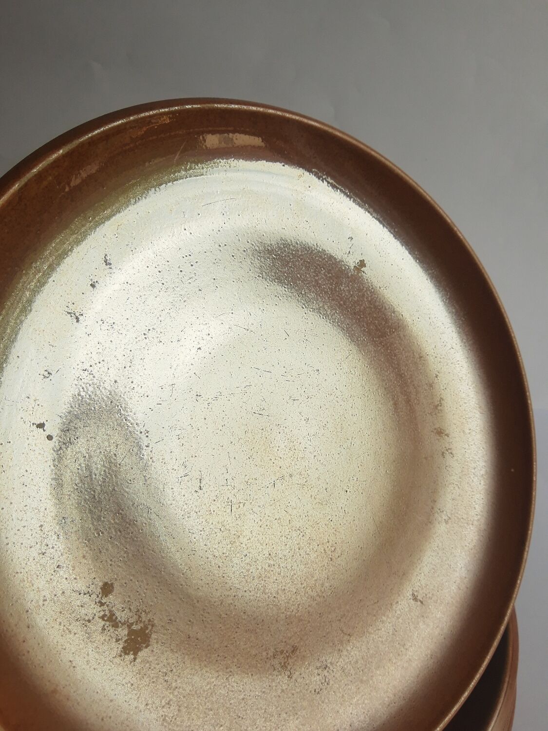 Set of 6 vintage Brenne Grès stoneware dinner plates from France