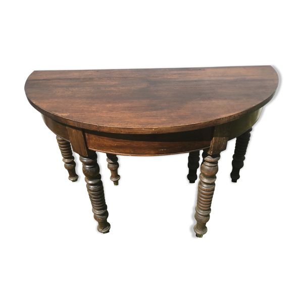 Console demi lune hêtre et noyer