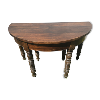 Console half moon beech and walnut