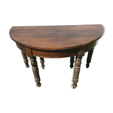 Console half moon beech and walnut