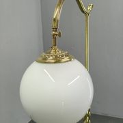 Italian Art Deco Brass Floor Lamp with Glass Globe, 1930s
