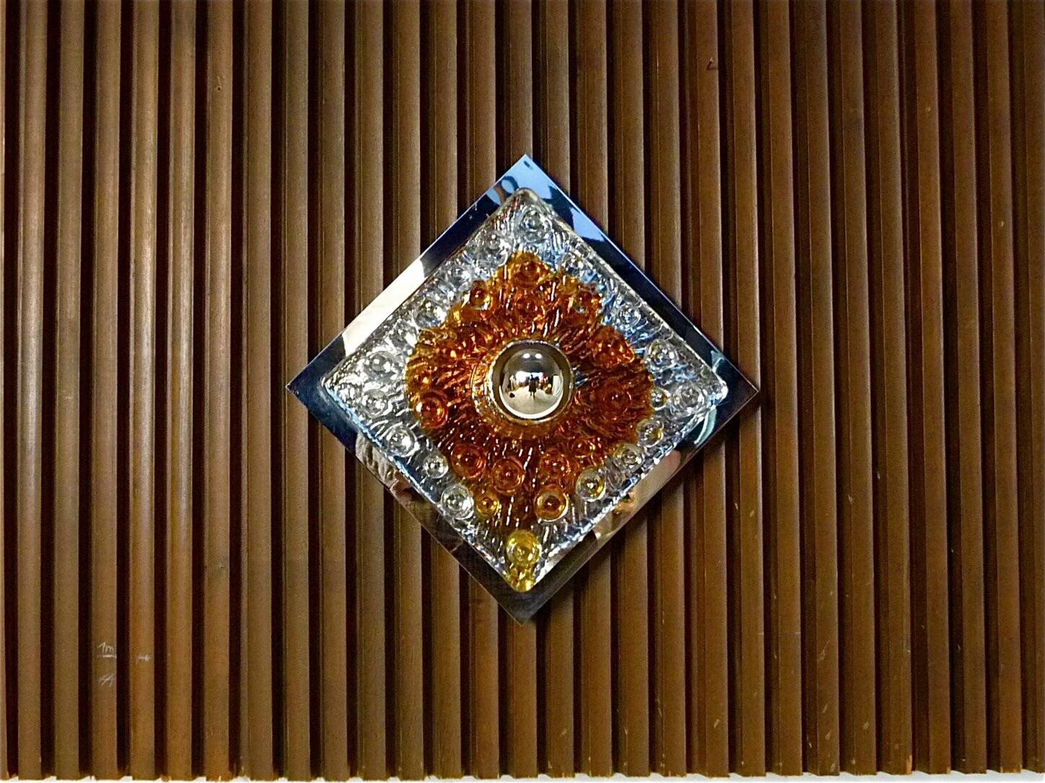 Murano glass & chromed metal wall lamp attributed to  Mazzega Italy 1960s