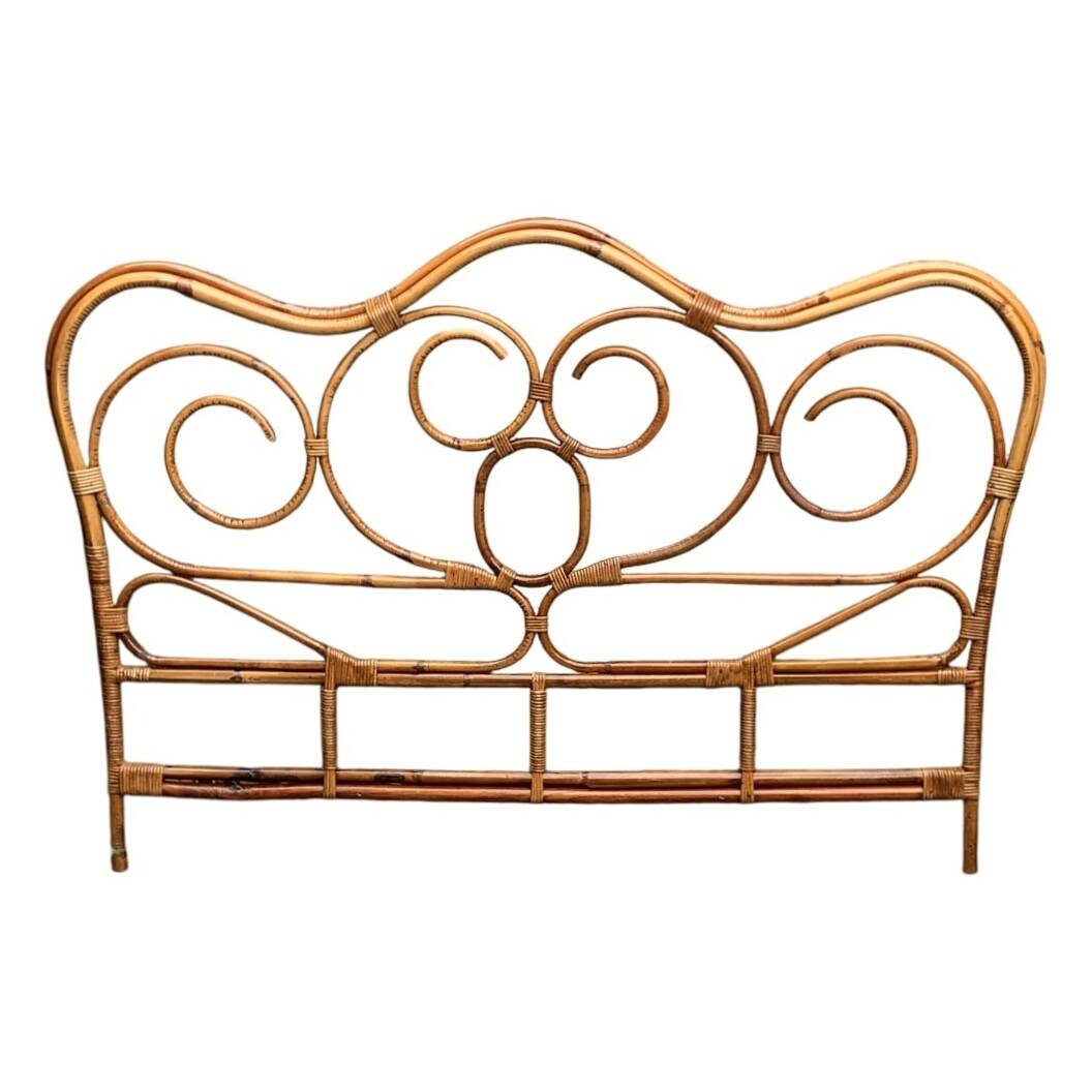 Bamboo and rattan headboard 160cm vintage 1960